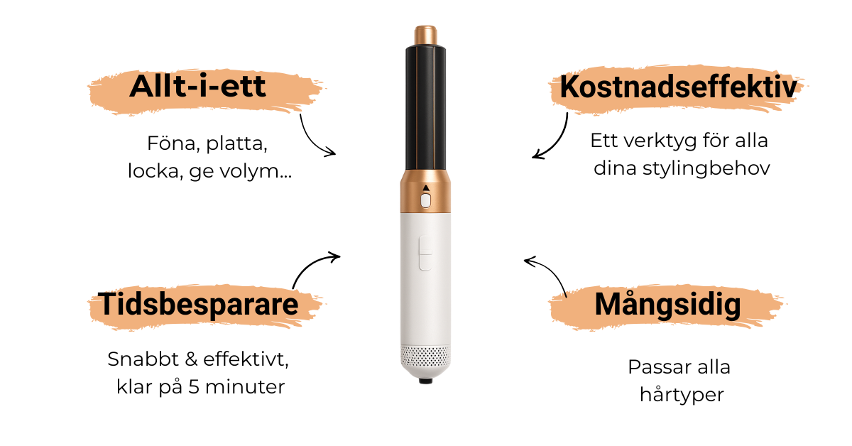 Multistyler 5-i-1 hårfön & multi styler i ett – idealiskt hårfön för hemmabruk och resa