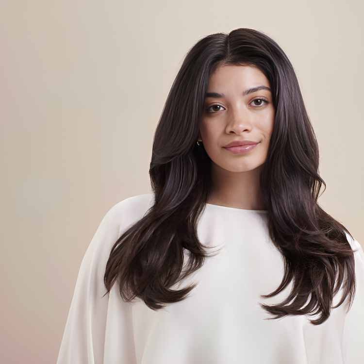 Före/Efter bild på effekten av vår StyloAir 5-i-1 multi styler – torkar, lockar och plattar hår