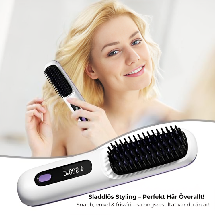 Hair straightener med MCH-teknik – sladdlös borste med lång batteritid